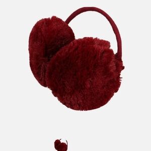 🇺🇦 New Maroon Red Fuzzy Earmuffs Womens Girls